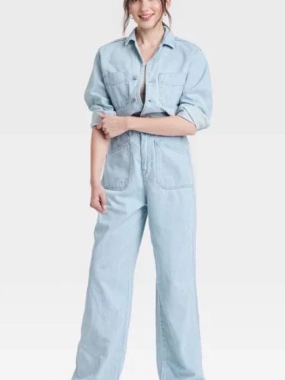 Women's women’s denim baggy jumpsuit- universal thread size 8